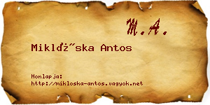 Miklóska Antos névjegykártya